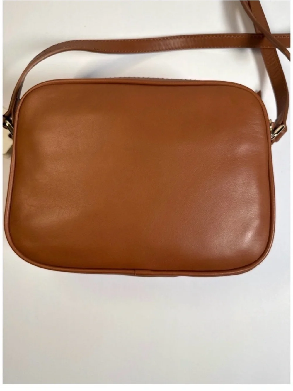 Ted Baker Cognac Tan Leather Crossbody with Gold Accent